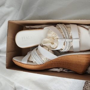 White wedge sandals